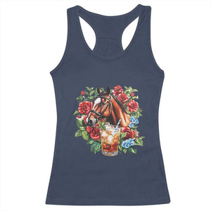 Ky Derby Day Party Racerback Tank Top Mint Juleps and Roses Horse Racing TS02 Navy Print Your Wear