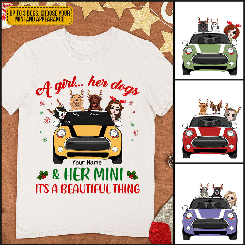 Custom Jeep Tee Shirts A Girl, Her Dogs and Her Mini Its A Beautiful Thing Merry Christmas CTM Youth Custom - Printyourwear