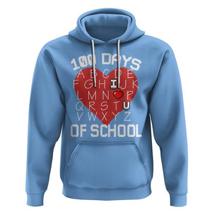 100 Days Of School Alphabet Love Hoodie TS09 Carolina Blue Printyourwear