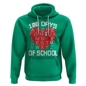 100 Days Of School Alphabet Love Hoodie TS09 Irish Green Printyourwear