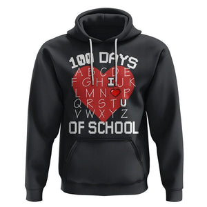 100 Days Of School Alphabet Love Hoodie TS09 Black Printyourwear