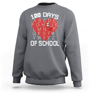 100 Days Of School Alphabet Love Sweatshirt TS09 Charcoal Printyourwear