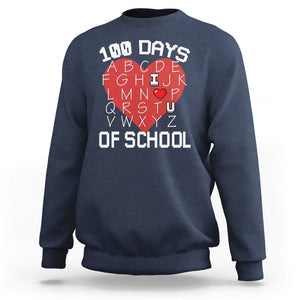 100 Days Of School Alphabet Love Sweatshirt TS09 Navy Printyourwear