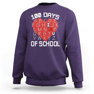 100 Days Of School Alphabet Love Sweatshirt TS09 Purple Printyourwear