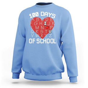 100 Days Of School Alphabet Love Sweatshirt TS09 Carolina Blue Printyourwear