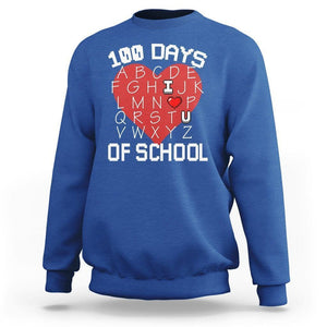 100 Days Of School Alphabet Love Sweatshirt TS09 Royal Blue Printyourwear