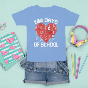 100 Days Of School Alphabet Love T Shirt For Kid TS09 Carolina Blue Printyourwear