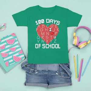 100 Days Of School Alphabet Love T Shirt For Kid TS09 Irish Green Printyourwear