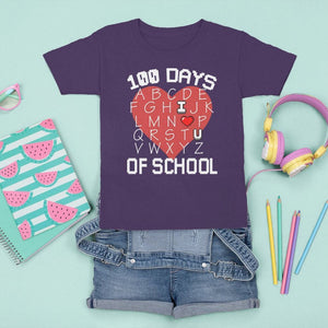 100 Days Of School Alphabet Love T Shirt For Kid TS09 Purple Printyourwear