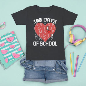 100 Days Of School Alphabet Love T Shirt For Kid TS09 Black Printyourwear