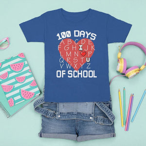 100 Days Of School Alphabet Love T Shirt For Kid TS09 Royal Blue Printyourwear