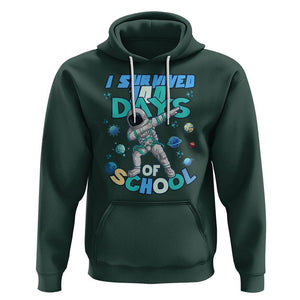 100 Days of School Astronaut Hoodie Outer Space Dabbing I Survived TS02 Dark Forest Green Printyourwear