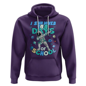 100 Days of School Astronaut Hoodie Outer Space Dabbing I Survived TS02 Purple Printyourwear