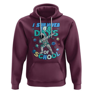 100 Days of School Astronaut Hoodie Outer Space Dabbing I Survived TS02 Maroon Printyourwear