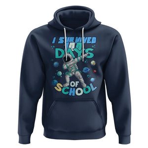 100 Days of School Astronaut Hoodie Outer Space Dabbing I Survived TS02 Navy Printyourwear