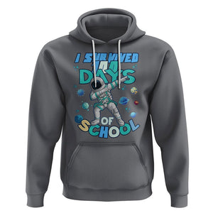 100 Days of School Astronaut Hoodie Outer Space Dabbing I Survived TS02 Charcoal Printyourwear