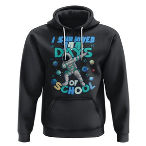 100 Days of School Astronaut Hoodie Outer Space Dabbing I Survived TS02 Black Printyourwear