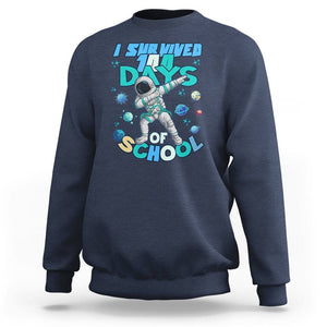 100 Days of School Astronaut Sweatshirt Outer Space Dabbing I Survived TS02 Navy Printyourwear