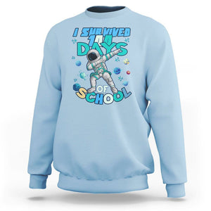 100 Days of School Astronaut Sweatshirt Outer Space Dabbing I Survived TS02 Light Blue Printyourwear