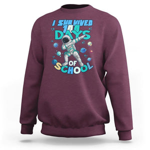 100 Days of School Astronaut Sweatshirt Outer Space Dabbing I Survived TS02 Maroon Printyourwear