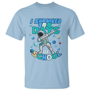 100 Days of School Astronaut T Shirt Outer Space Dabbing I Survived TS02 Light Blue Printyourwear