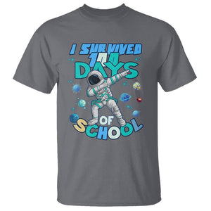 100 Days of School Astronaut T Shirt Outer Space Dabbing I Survived TS02 Charcoal Printyourwear