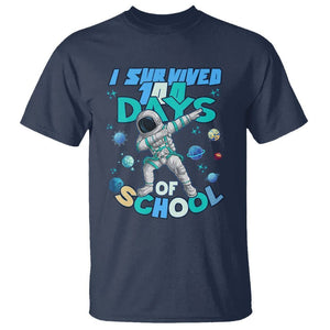 100 Days of School Astronaut T Shirt Outer Space Dabbing I Survived TS02 Navy Printyourwear