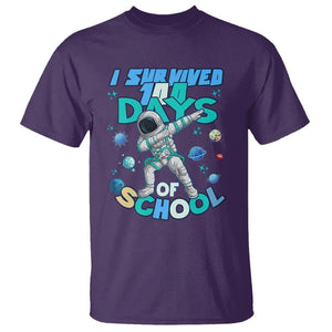 100 Days of School Astronaut T Shirt Outer Space Dabbing I Survived TS02 Purple Printyourwear