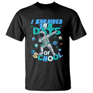 100 Days of School Astronaut T Shirt Outer Space Dabbing I Survived TS02 Black Printyourwear