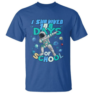 100 Days of School Astronaut T Shirt Outer Space Dabbing I Survived TS02 Royal Blue Printyourwear