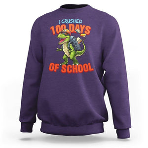 100 Days of School Dinosaur Sweatshirt I Crushed TS02 Purple Printyourwear