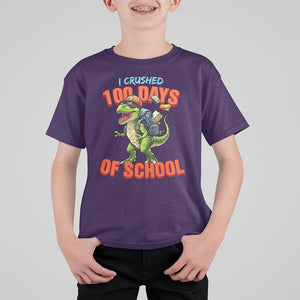 100 Days of School Dinosaur T Shirt For Kid I Crushed TS02 Purple Printyourwear