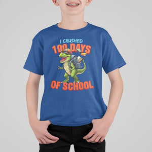 100 Days of School Dinosaur T Shirt For Kid I Crushed TS02 Royal Blue Printyourwear