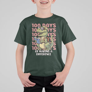 100 Days of School Dinosaur T Shirt For Kid Making A Difference TS02 Dark Forest Green Printyourwear