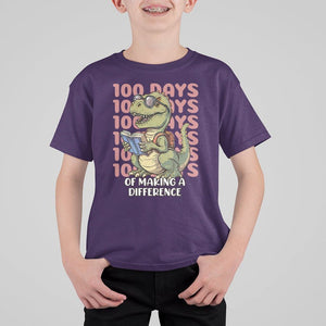 100 Days of School Dinosaur T Shirt For Kid Making A Difference TS02 Purple Printyourwear