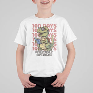 100 Days of School Dinosaur T Shirt For Kid Making A Difference TS02 White Printyourwear