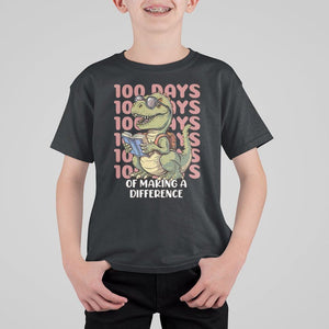 100 Days of School Dinosaur T Shirt For Kid Making A Difference TS02 Black Printyourwear