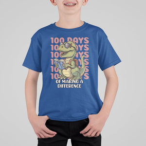 100 Days of School Dinosaur T Shirt For Kid Making A Difference TS02 Royal Blue Printyourwear