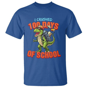 100 Days of School Dinosaur T Shirt I Crushed TS02 Royal Blue Printyourwear