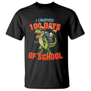 100 Days of School Dinosaur T Shirt I Crushed TS02 Black Printyourwear