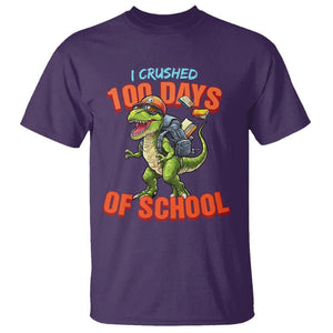 100 Days of School Dinosaur T Shirt I Crushed TS02 Purple Printyourwear