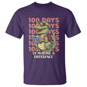 100 Days of School Dinosaur T Shirt Making A Difference TS02 Purple Printyourwear