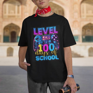 100 Days of School Gamer T Shirt Level 100 Unlocked Neon Game Controller TS02 Printyourwear