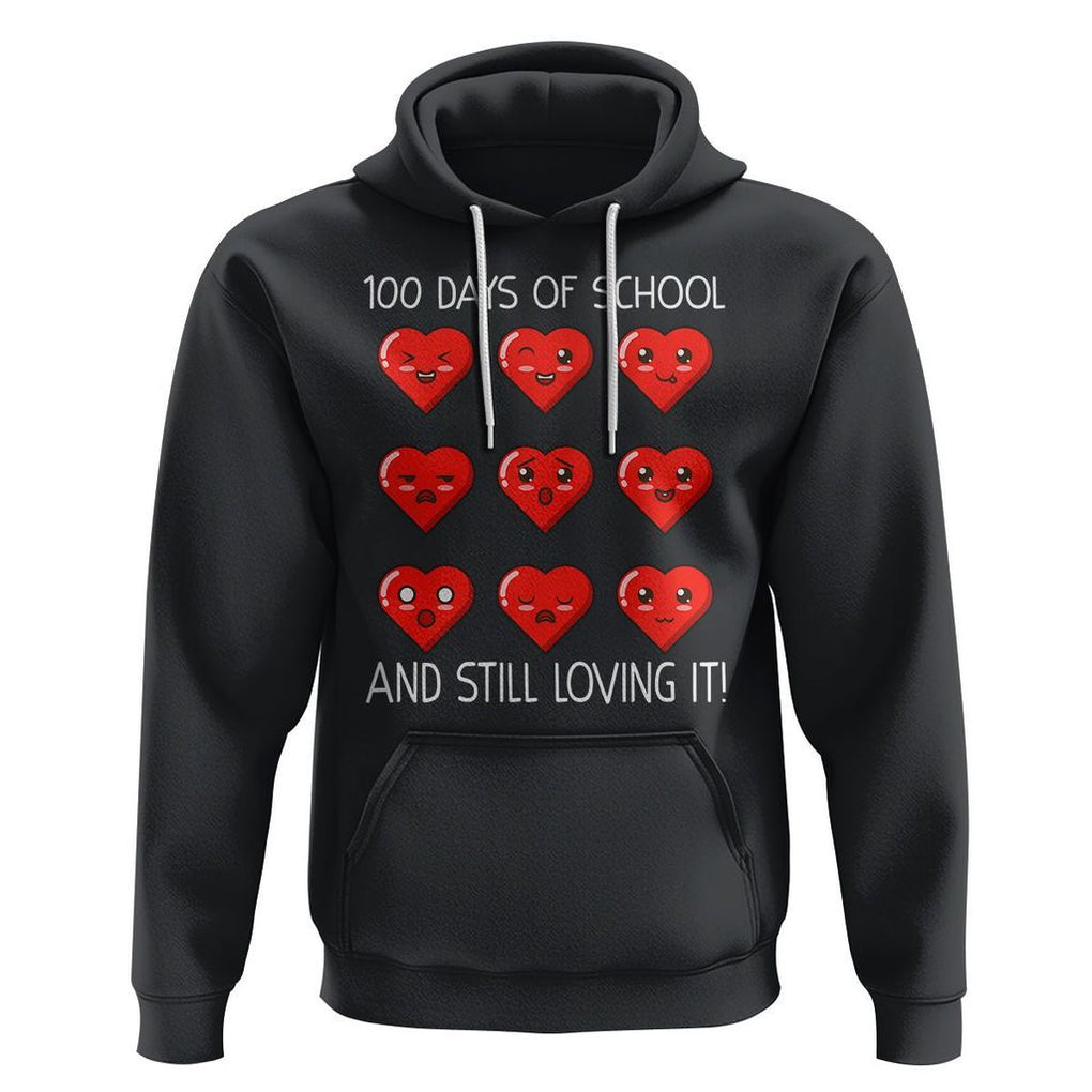 100 Days of School Hoodie Still Loving It Cute Hearts TS02 Black Printyourwear