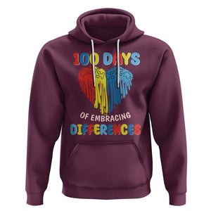 100 Days of School IEP Hoodie Embrace Differences Neurodiversity Autism ADHD Awareness TS02 Maroon Printyourwear