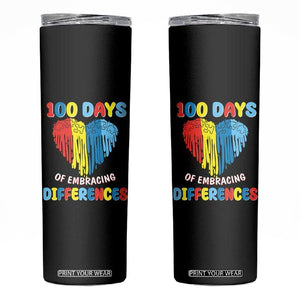 100 Days of School IEP Skinny Tumbler Embrace Differences Neurodiversity Autism Acceptance ADHD Awareness TB02 Black Printyourwear