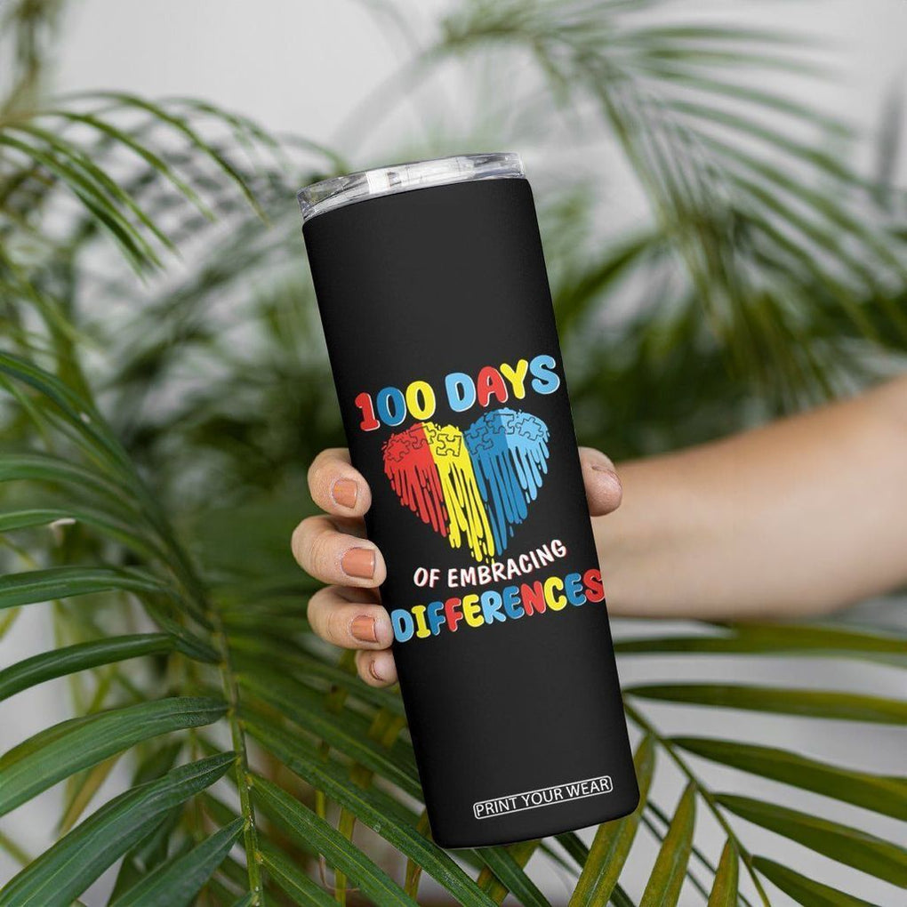 100 Days of School IEP Skinny Tumbler Embrace Differences Neurodiversity Autism Acceptance ADHD Awareness TB02 Printyourwear