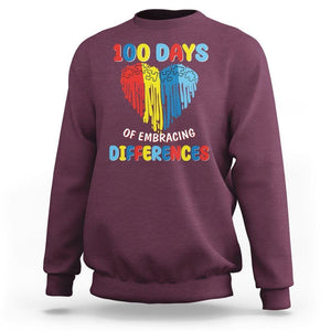 100 Days of School IEP Sweatshirt Embrace Differences Neurodiversity Autism ADHD Awareness TS02 Maroon Printyourwear