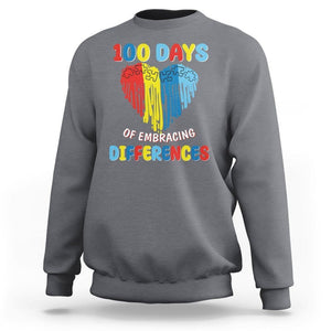 100 Days of School IEP Sweatshirt Embrace Differences Neurodiversity Autism ADHD Awareness TS02 Charcoal Printyourwear