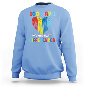 100 Days of School IEP Sweatshirt Embrace Differences Neurodiversity Autism ADHD Awareness TS02 Carolina Blue Printyourwear